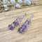 Tumbled Amethyst Drop Earrings, 1.5" Sterling Hooks